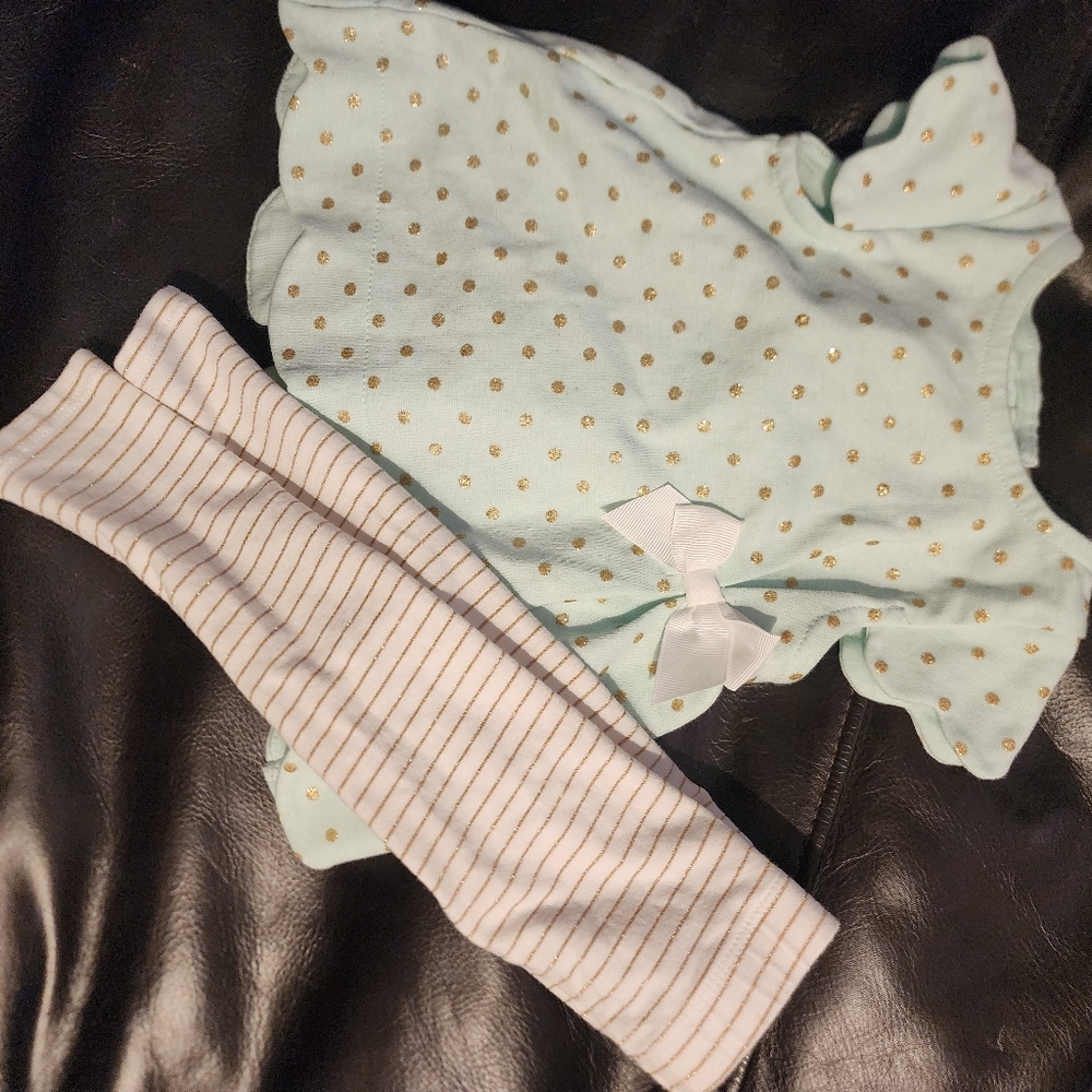 Tahari 3-6 mo polka dot top with matching leggings